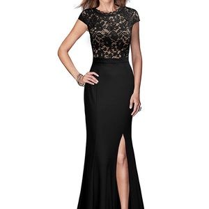 Black lace dress with nude lining